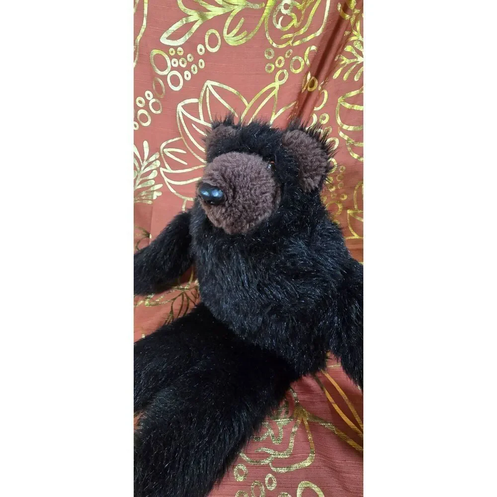 Vintage Musical Realistic Plush Black Bear